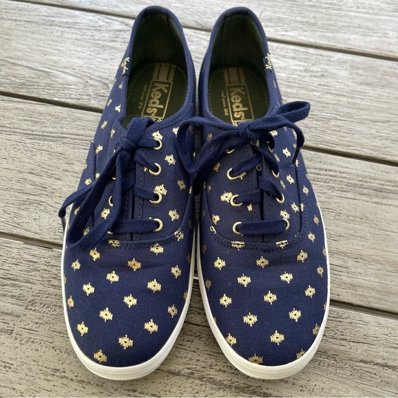 Keds Champion Originals Dark Blue Sneakers with Metallic Gold Women’s Size 9 - Picture 1 of 7